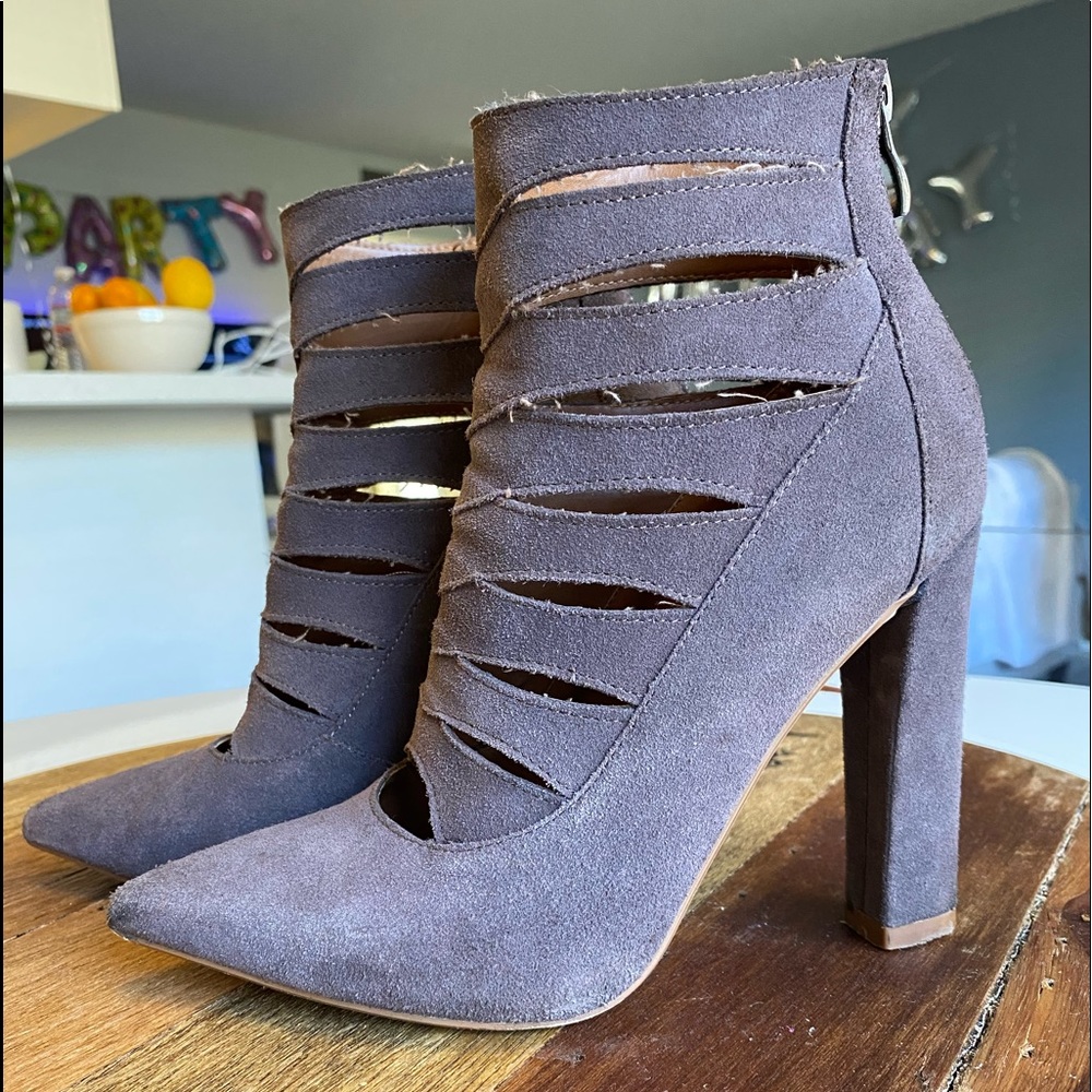 Steve Madden grey suede booties.